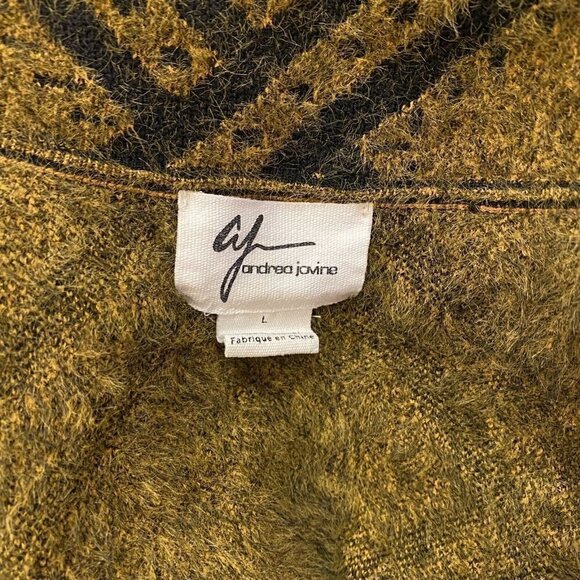 Andrea Jovine Women's Brass Black Geometric Knit Open Cardigan Sweater Large - Picture 4 of 5
